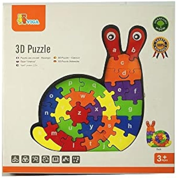 3D PUZZLE - SNAIL WITH MULTICOLOR FOR KIDS AGES 3+ YEARS - Image 2